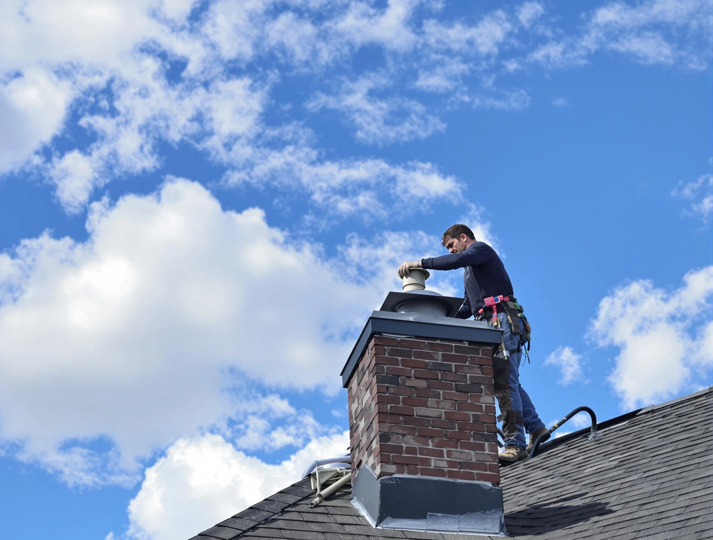 Grayson Valley Chimney Sweep installing a sturdy chimney cap in Grayson Valley, AL