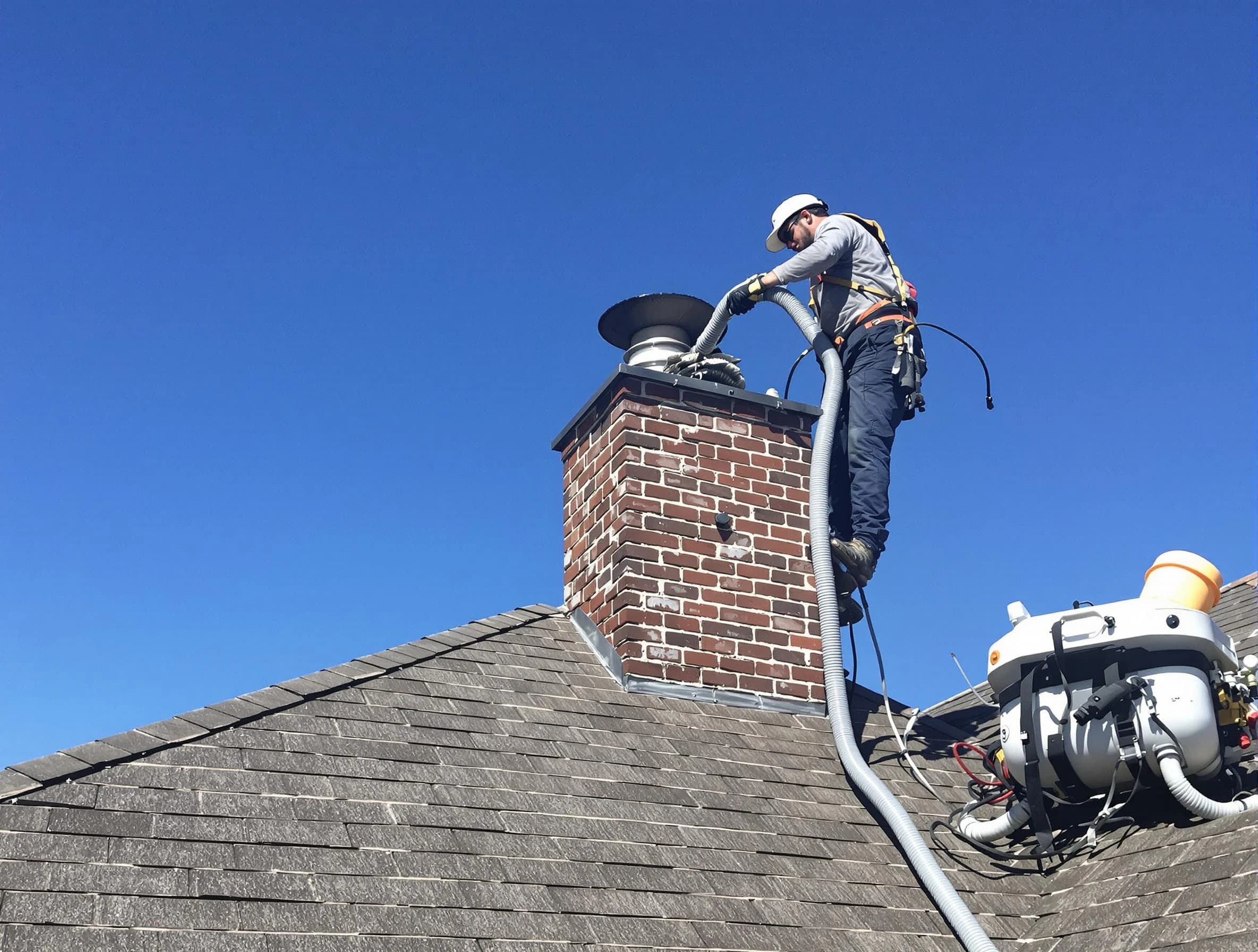 Dedicated Grayson Valley Chimney Sweep team member cleaning a chimney in Grayson Valley, AL