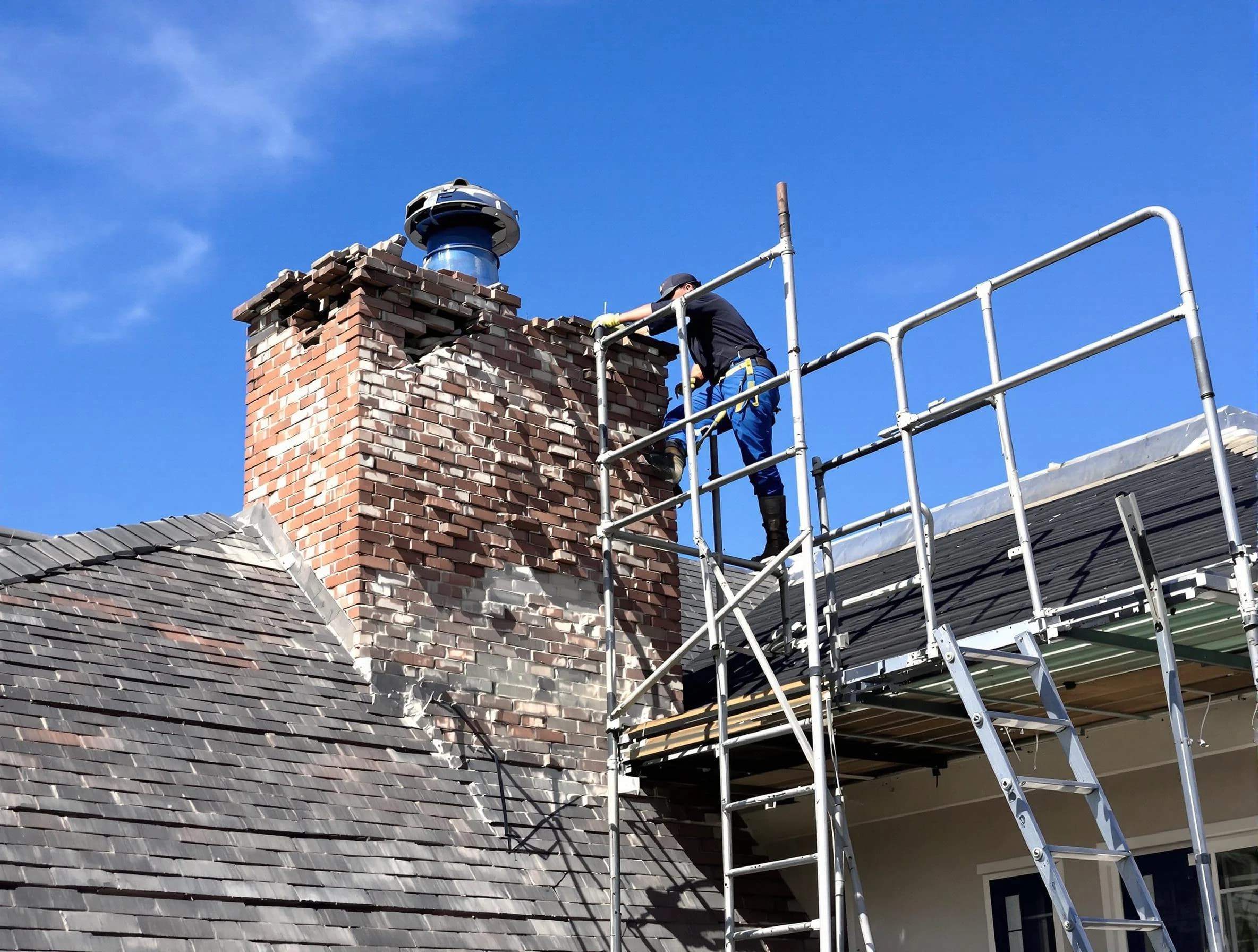 Rebuilding a chimney structure by Grayson Valley Chimney Sweep in Grayson Valley, AL