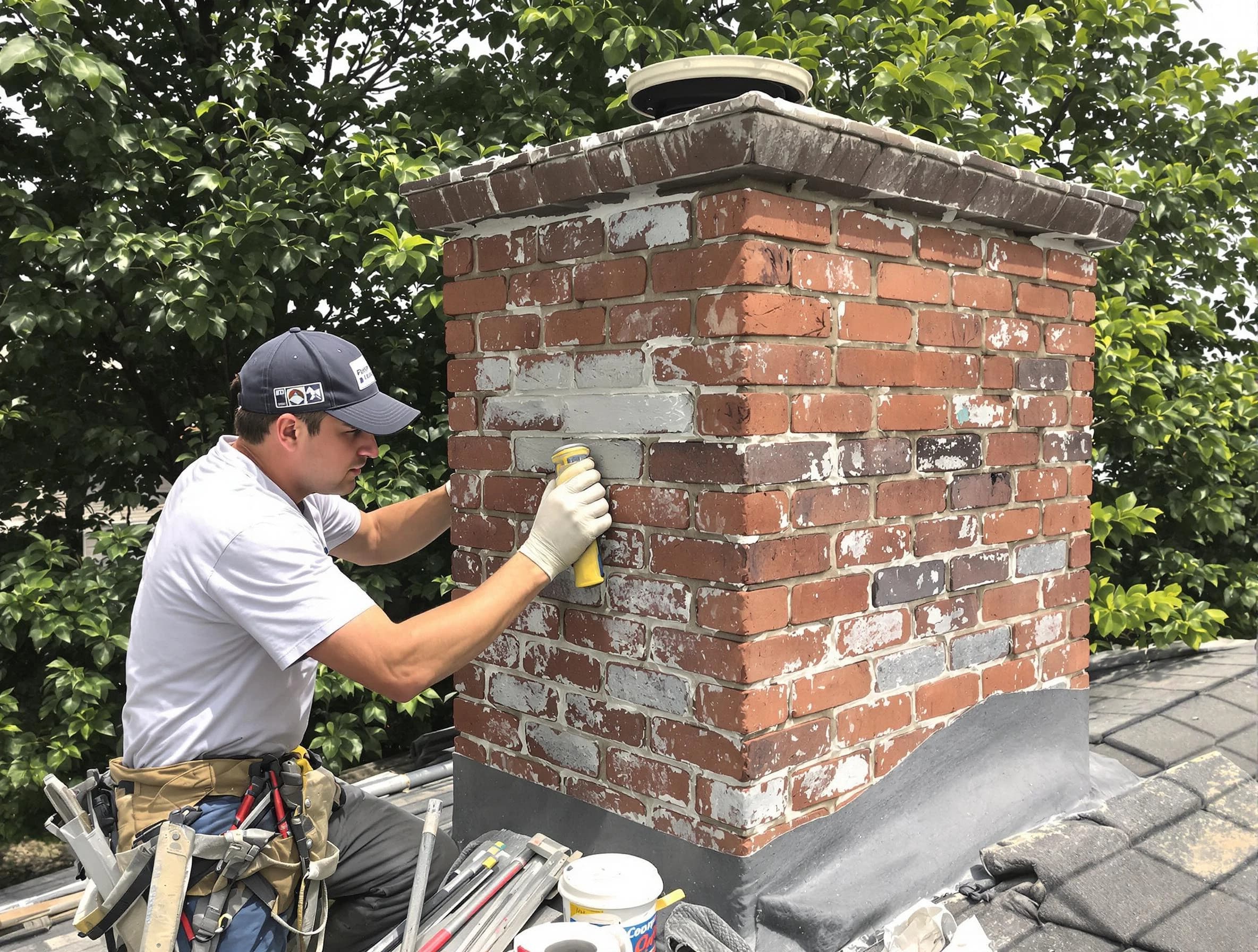 Grayson Valley Chimney Sweep restoring an aging chimney in Grayson Valley, AL