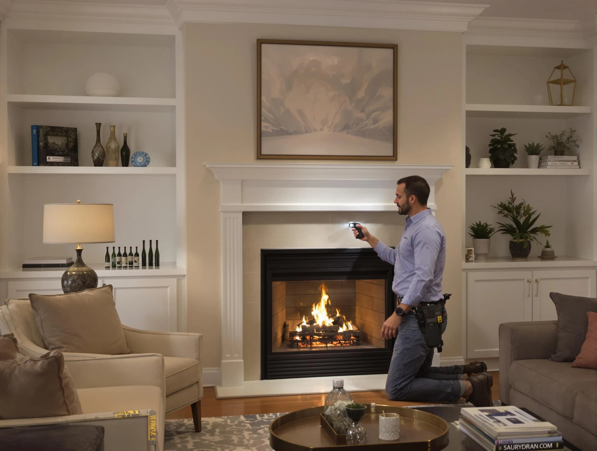 Grayson Valley Chimney Sweep conducting a fireplace safety inspection in Grayson Valley, AL