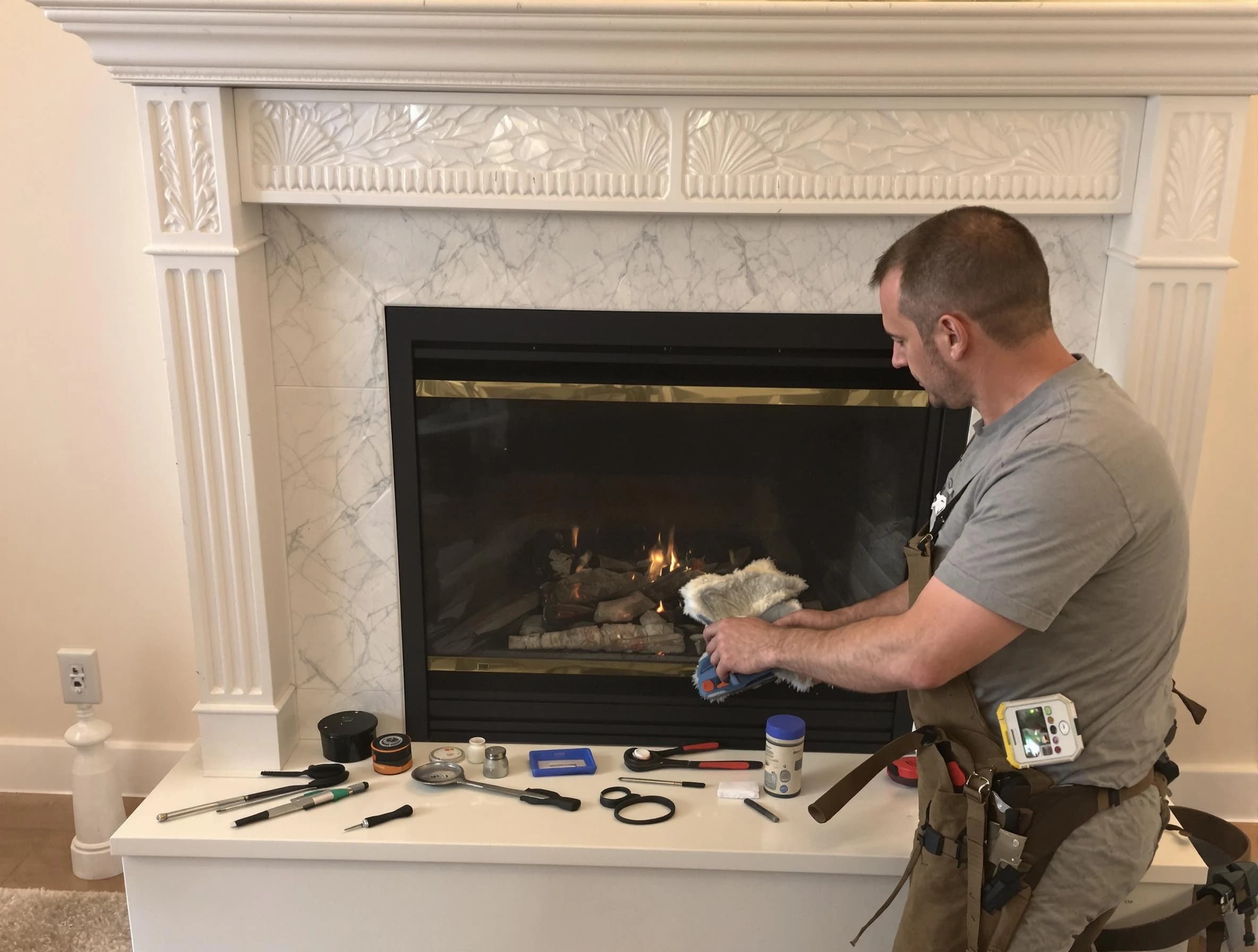 Grayson Valley Chimney Sweep performing fireplace maintenance in Grayson Valley, AL