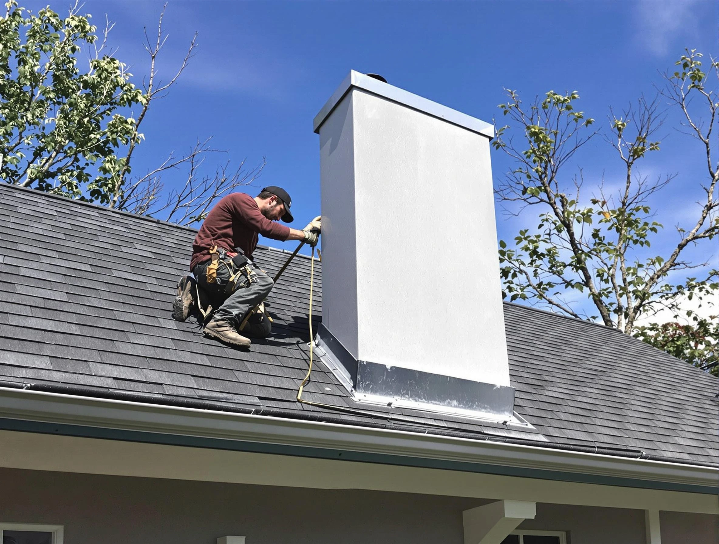Grayson Valley Chimney Sweep team member finishing chimney construction in Grayson Valley, AL