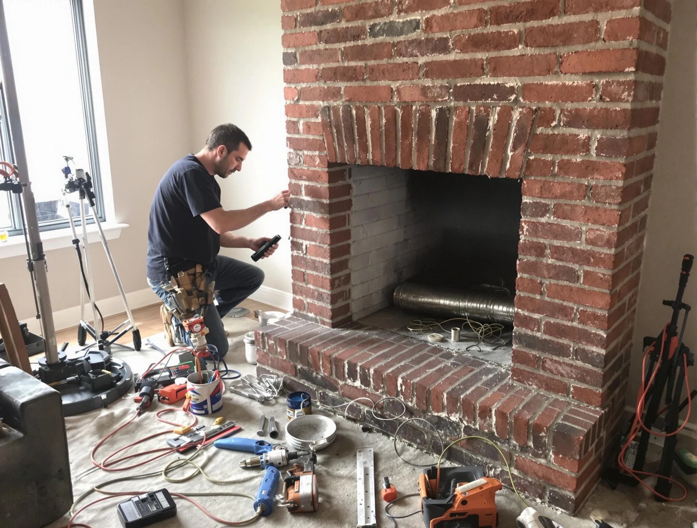 Grayson Valley Chimney Sweep specialist finalizing chimney liner service in Grayson Valley, AL